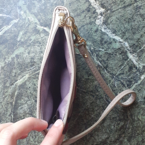 Coach Signature Patterned Leather Wristlet - Picture 7 of 7